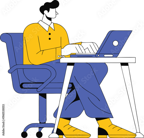 A person sitting at a desk working on a laptop computer