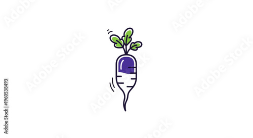 Stylized fresh radish with dynamic green foliage a cheerful organic vegetable graphic