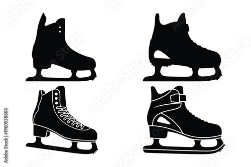 Ice skates and figure skates vector icons