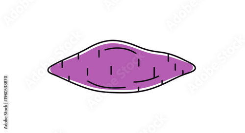 Minimalist purple sweet potato illustration on a crisp white background for healthy food concepts