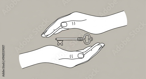 Hands holding a skeleton key.