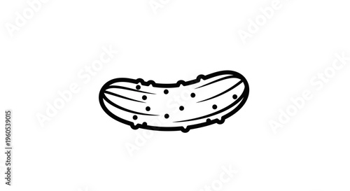 Stylized monochromatic contour artwork depicting a whole healthy organic produce item, a cucumber