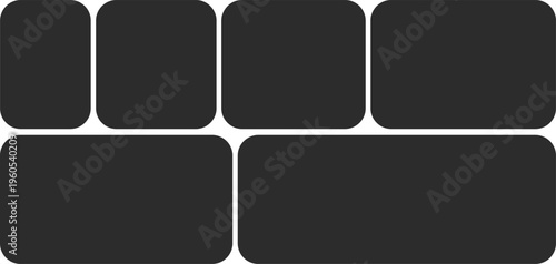 Blank content blocks with rounded corners on dark background, modern layout design.