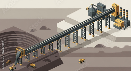 Industrial Mine Conveyor Belt Transport System and Machinery.