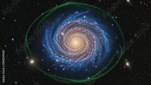 Spiral galaxy with vibrant blue and purple hues in deep space