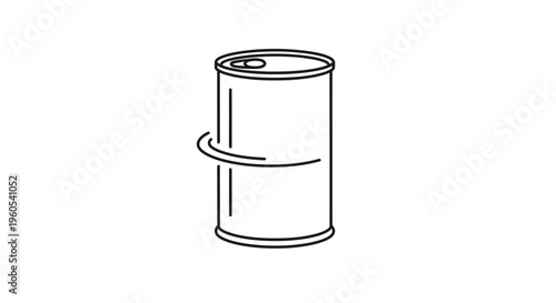 Minimalist outline drawing of a versatile metal food can with an easy-open tab for convenience