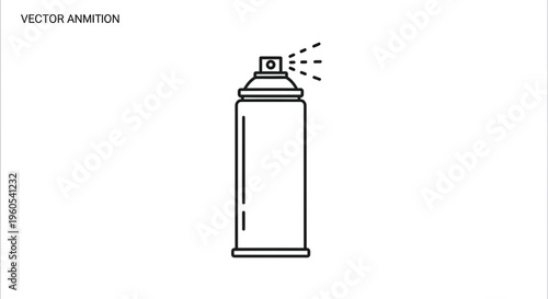 Minimalist outline illustration of an aerosol can actively spraying its contents design element