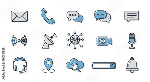 Canvastavla set of icons of phone net pj=hone etc