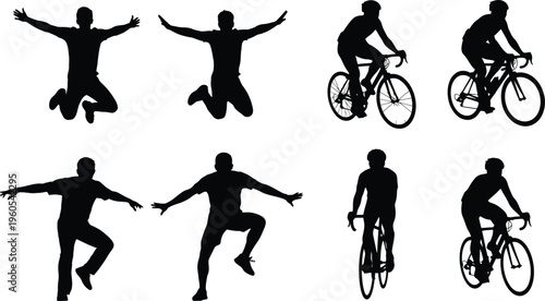 Silhouette of people engaging in various physical activities