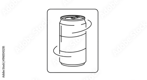 Iconic depiction of a beverage can undergoing agitation or mixing for optimal enjoyment