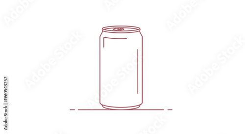 Minimalist line art illustration of an aluminum beverage can outline on a pristine white