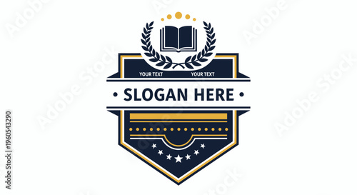 Elegant badge and crest emblem with shield and laurel motifs for branding and design.