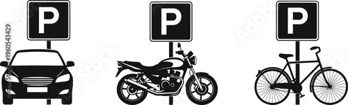 Parking signs for various vehicles