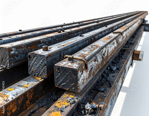 Rusty Metal Bars on a White Background for Industrial Uses