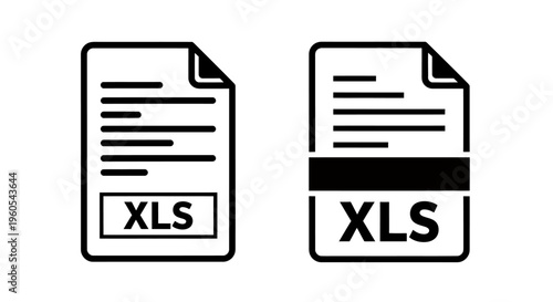 Pair of spreadsheet file icons labeled XLS on white pages with a clean, simple design.