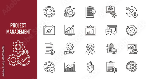 Professional project management concepts and icons illustrating collaboration, planning, and workflow efficiency.