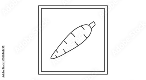 Clean black and white line art drawing of a single wholesome root vegetable for food concepts