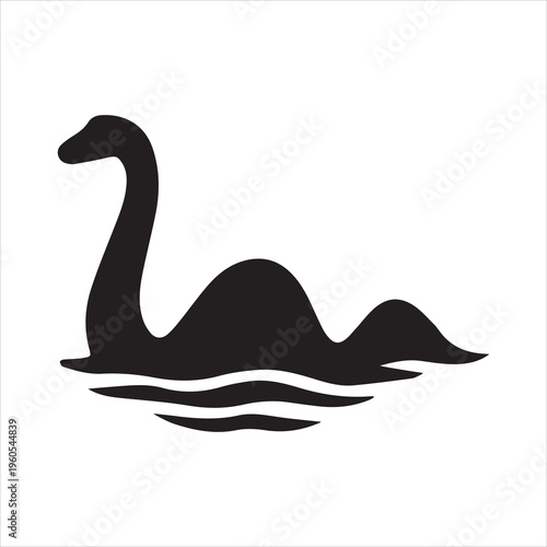 loch ness silhouette vector art illustration on white background