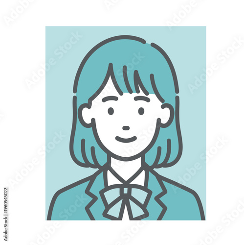 ティーン女性のIDフォト・証明写真イラスト（制服・マイナンバーカード）