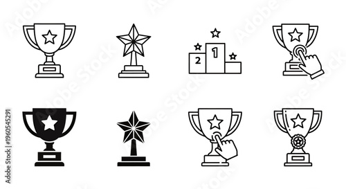 Collection of Victory Trophies and Medals on Display.