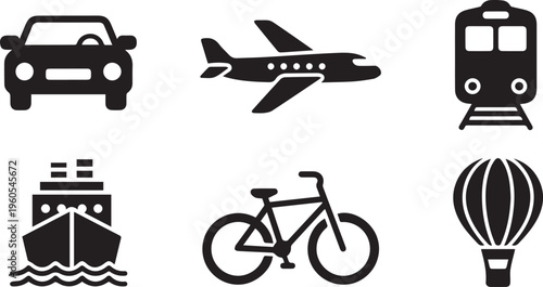 USB Cable Connector Icon Set - Universal Data Transfer and Charging Port Vector Symbols
