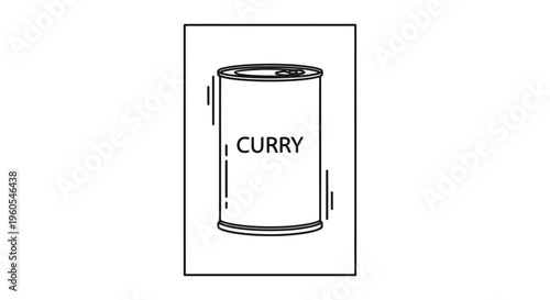 Minimalist outline illustration of a curry tin can, ideal for cooking and food related designs