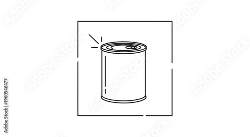 Minimalist line art illustration of a sealed tin can with a convenient pull tab icon