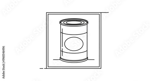 Simple minimalist line art illustration of a generic food storage metal can for preservation