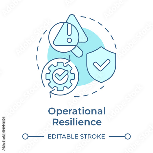 Operational resilience soft blue concept icon. Recover from disruption. Benefit of business continuity plan. Round shape line illustration. Abstract idea. Graphic design. Easy to use in booklet