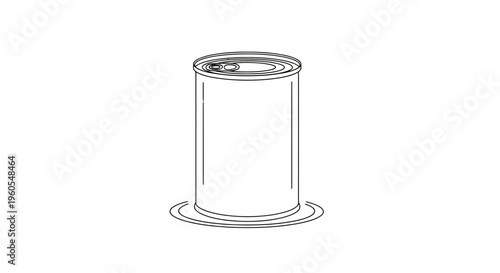 Minimalist line art illustration of a generic metal food can, representing storage solutions