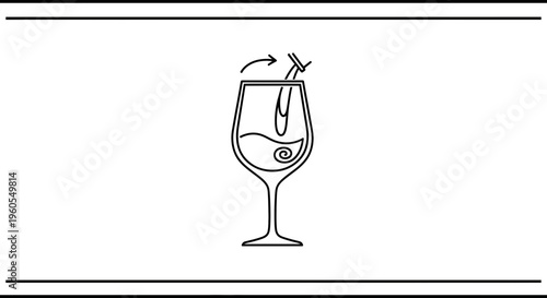Wine aerating device icon demonstrating liquid stirring process in a elegant glass