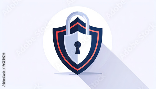 Padlock icon vector illustration in shield shape for data protection security concept