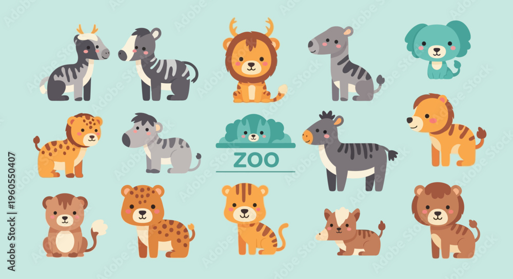 Obraz premium Various animals gathered at a zoo with diverse wildlife on display