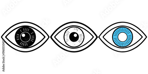 Human Eye Vision Vector Icon for Optical Health, Surveillance Security, and Digital Insight Information Concept