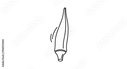 Stylized monochrome drawing depicting an organic green okra pod, a healthy garden bounty icon