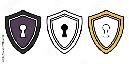 Digital Security Shield with Keyhole Icon Vector for Cybersecurity, Data Protection, and Privacy Safety Technology Concept