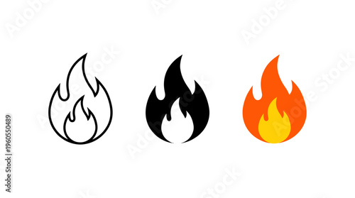Fire flame icon. Burning symbol. Fireball sign. Energy illustration.