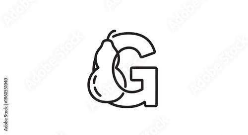 Stylized G lettermark merged with a simple pear icon creating unique visual identity
