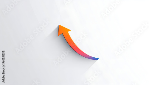 Upward trending arrow with vibrant orange and blue gradient color scheme on white