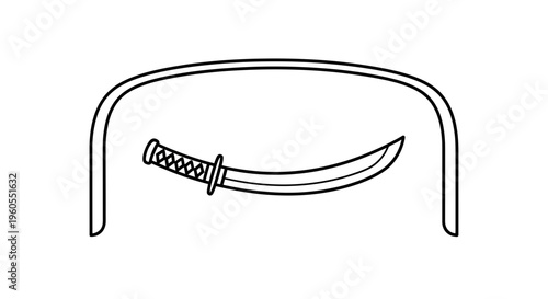 Curved Knife Silhouette Inside Archway - Symbol of Danger, Weapon, or Ancient Tool