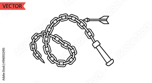 Chain Whip Weapon with Arrow Flying Towards Target