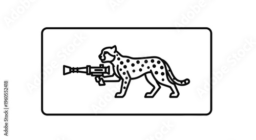 Cheetah Holding Rocket Launcher Icon, Wild Animal with Weapon, Vector Art