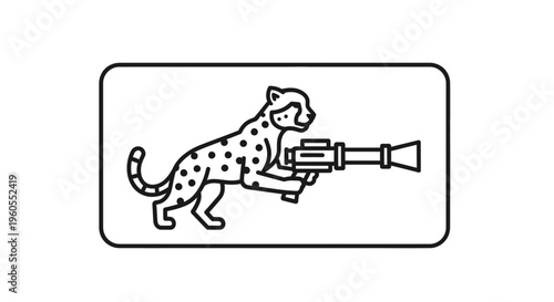 Cheetah Holding a Rocket Launcher, Fierce Animal Icon, Vector Art