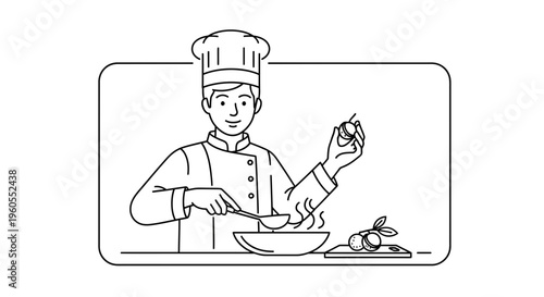Chef Cooking Delicious Food in Kitchen