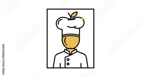 Chef Hat Icon with Apple Symbol, Culinary Excellence, Food Service, Restaurant Emblem