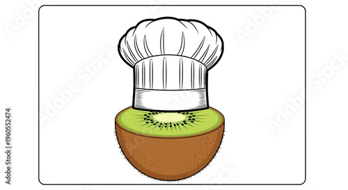 Chef Hat on Kiwi Fruit Slice - Healthy Food Concept