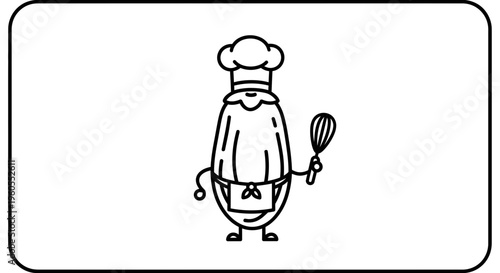 Cartoon Chef Character with Whisk, Funny Food Mascot, Cooking Concept