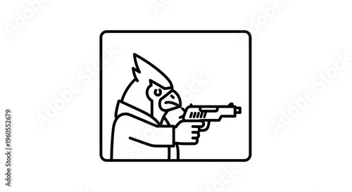 Cartoon Gorilla Holding a Pistol, Gangster Character, Crime Concept