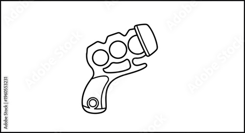 Brass Knuckles Icon, Self Defense Weapon, Vintage Style Line Art