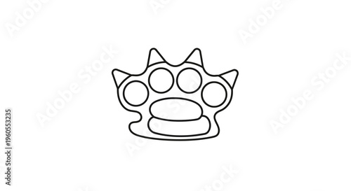 Brass Knuckles Paw Print Icon Vector Outline